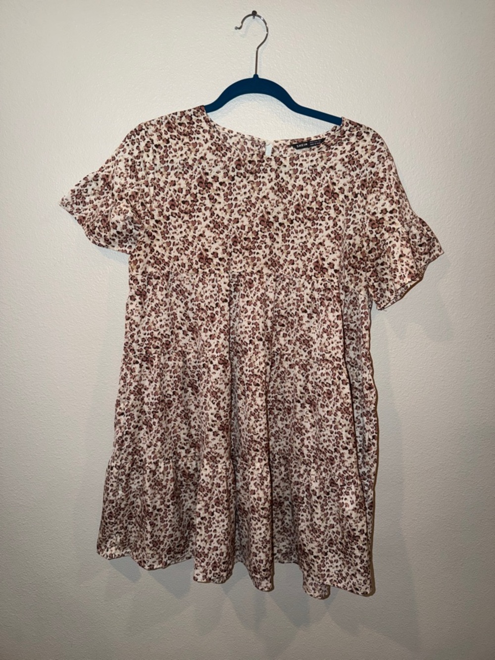 SHEIN Cream Mini Dress with Brown Floral Print
